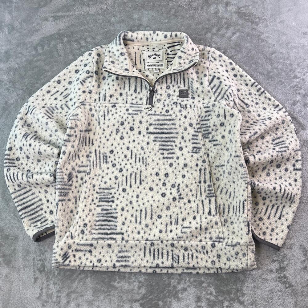 Billabong Adventure Division Deep Pile Fleece Pullover women’s M Cream 1/4 Zip